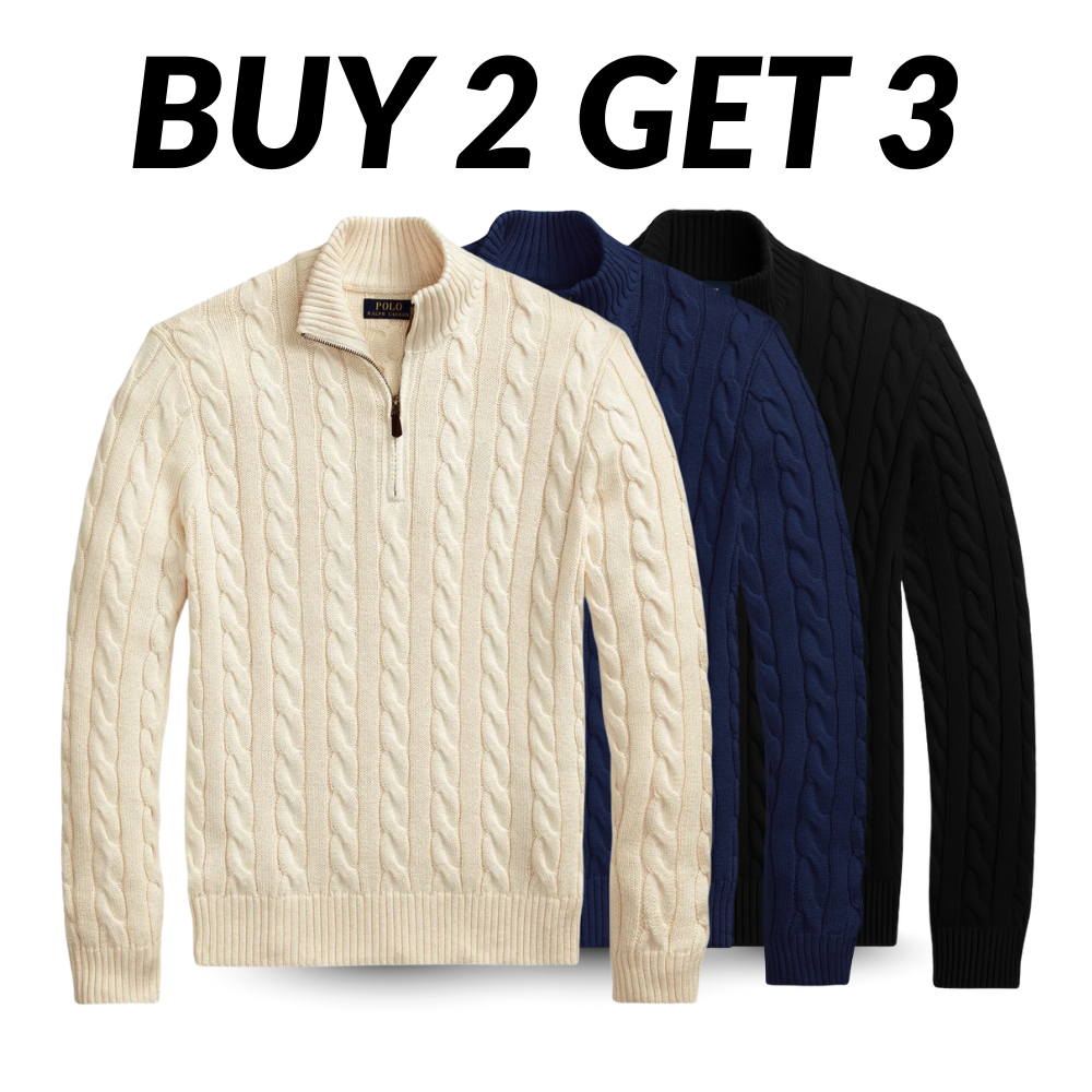 SET OF 3 QUARTER-ZIP SWEATERS - BUY 2 GET 3 + WATCH