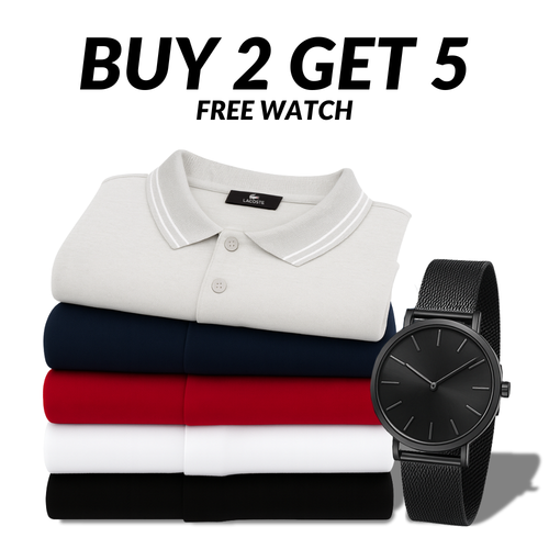 SET OF 5 ESSENTIAL POLO SHIRTS [BUY 2, GET 5] + WATCH